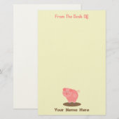 Roze Varkenshaar Puddle Gepersonaliseerde Statione Briefpapier (Voorkant / Achterkant)