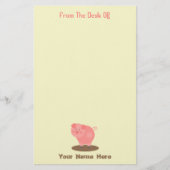 Roze Varkenshaar Puddle Gepersonaliseerde Statione Briefpapier (Voorkant)