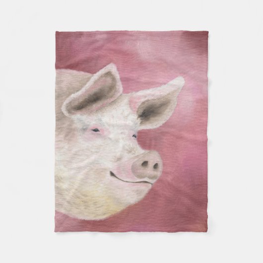 Roze Varkenspaar Fleece Deken (Voorkant)