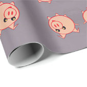 Roze varkenspatroon op grijs cadeaupapier (Rol Hoek)