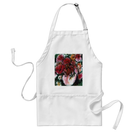 "Roze vase" Floral Apron Standaard Schort (Voorkant)