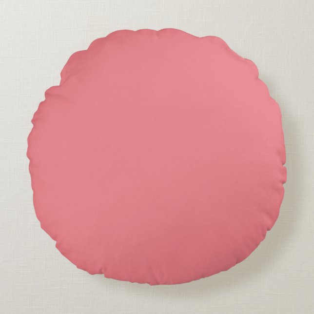 Roze vaste kleur rond kussen (Voorkant)
