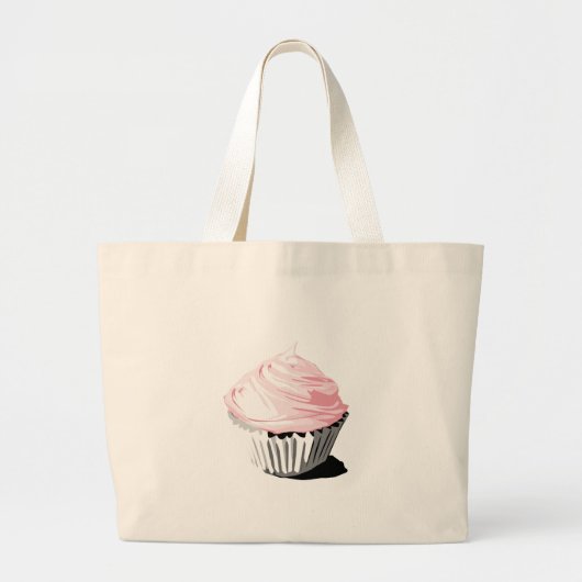 Roze vectorcupcake-sjablonen grote tote bag (Voorkant)