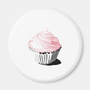Roze vectorcupcake-sjablonen magneet