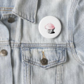 Roze vectorcupcake-sjablonen ronde button 5,7 cm (In situ)