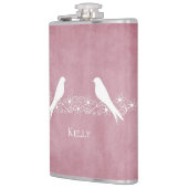 Roze vederbloemkolf voor wijnbereiding op maat heupfles (Links)