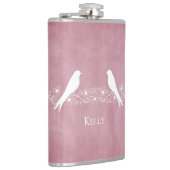 Roze vederbloemkolf voor wijnbereiding op maat heupfles (Rechts)