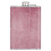 Roze vederbloemkolf voor wijnbereiding op maat heupfles (Achterkant)