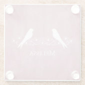 Roze vederwild Onderzetter van sinaasappelglas Glazen Onderzetter (Achterkant)