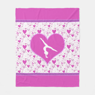 Roze veel hartengymnast fleece deken