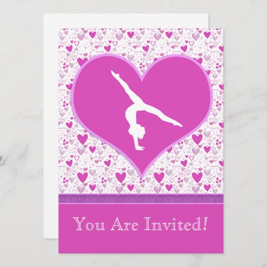 Roze veel hartengymnast kaart (Voorkant / Achterkant)