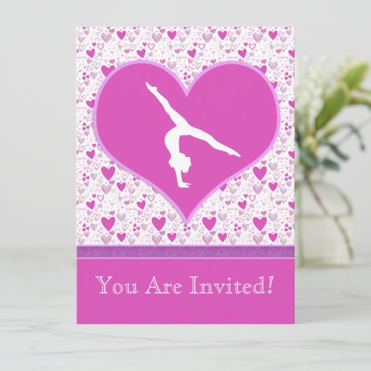 Roze veel hartengymnast kaart (Staand voorkant)