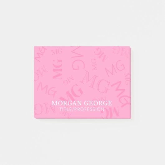 Roze veelheid van monogrammen met uw naam post-it® notes (Voorkant)