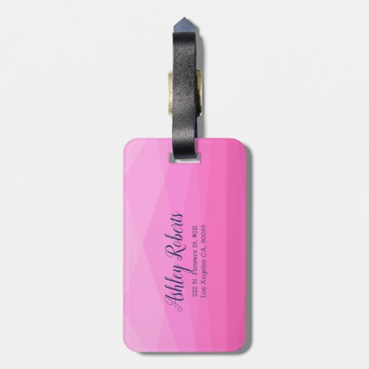 Roze veelhoekig bagagelabel (Achterkant verticaal)