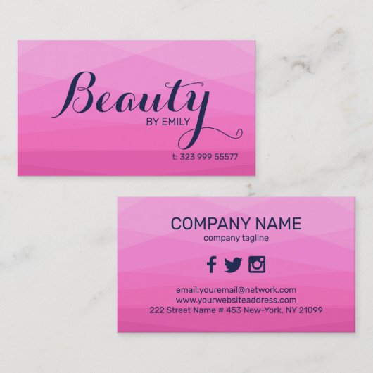 Roze veelhoekige achtergrond visitekaartje (Voorkant / Achterkant)