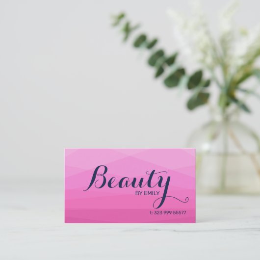 Roze veelhoekige achtergrond visitekaartje (Staand voorkant)