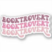 Roze Veelkleurige Retro Booktrovert Vinyl Sticker (Voorkant)