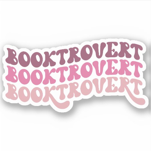Roze Veelkleurige Retro Booktrovert Vinyl Sticker (Voorkant)