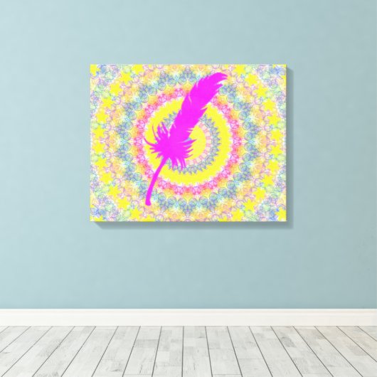 Roze veer canvas afdruk (Insitu (Houten vloer))