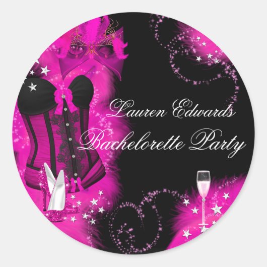 Roze Veer Korset Bachelorette Feest Sticker (Voorkant)