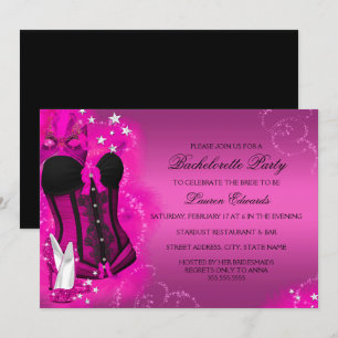 Roze Veer Korset Bachelorette Feest Uitnodiging