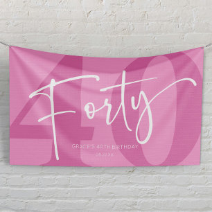 Roze Veertig 40e Veertigste Verjaardagsfeestje Spandoek