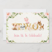 Roze veeteeltdieren Tweede verjaardag Kaart (Achterkant)