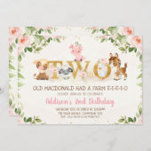 Roze veeteeltdieren Tweede verjaardag Kaart (Voorkant / Achterkant)