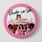Roze Vegas Bachelorette Party Ronde Button 4,0 Cm (Voorkant)