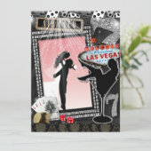 Roze vegas trouwnodigt uit kaart (Staand voorkant)