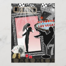 Roze vegas trouwnodigt uit