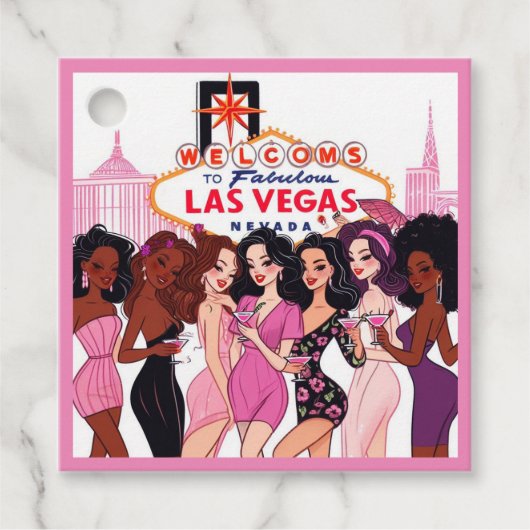 Roze Vegas vrijgezellenfeest Bedankjes Labels (Voorkant)
