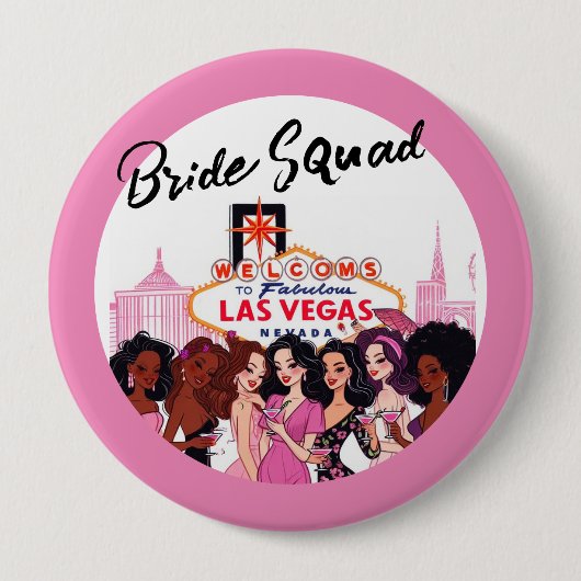 Roze Vegas vrijgezellenfeest Ronde Button 4,0 Cm (Voorkant)