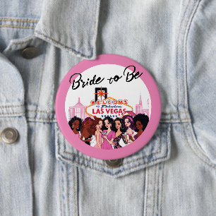 Roze Vegas vrijgezellenfeest Ronde Button 4,0 Cm