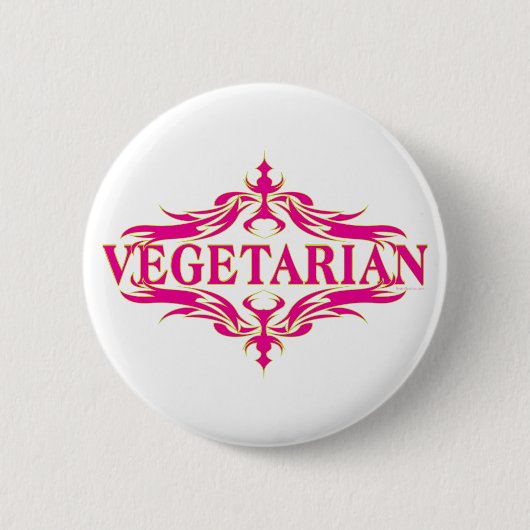  roze vegetarisch ontwerp ronde button 5,7 cm (Voorkant)