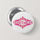  roze vegetarisch ontwerp ronde button 5,7 cm (Voorkant /achterkant)