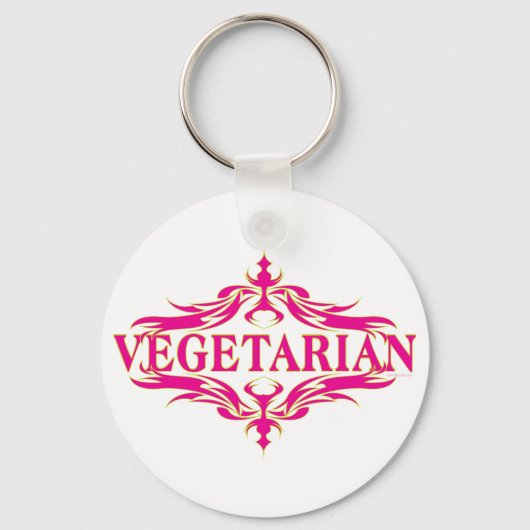  roze vegetarisch ontwerp sleutelhanger (Voorkant)