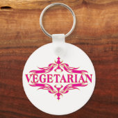  roze vegetarisch ontwerp sleutelhanger (Voorkant)