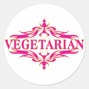 Roze Vegetarisch Ronde Sticker