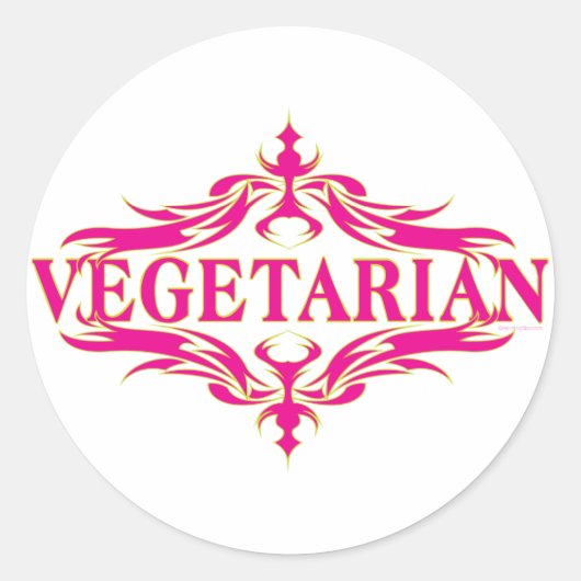 Roze Vegetarisch Ronde Sticker (Voorkant)