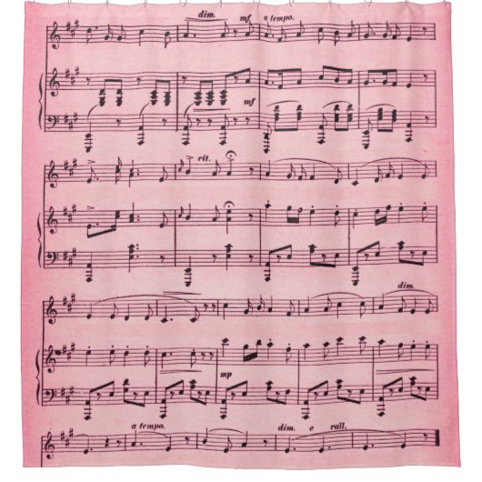 Roze vel Muziek Douchegordijn (Voorkant)