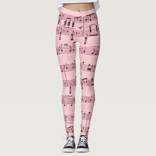 Roze vel Muziek Leggings (Voorkant)