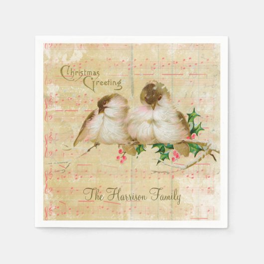 Roze  vel muziek met kerstmis servet (Voorkant)