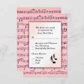 Roze vel Muziek RSVP Menu Keuze (Voorkant / Achterkant)