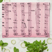 Roze vel Muziek Theedoek (Gevouwen)