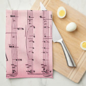 Roze vel Muziek Theedoek (Quarter Fold)