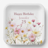 Roze Veldbloemen Gepersonaliseerd Papier Bord (Voorkant)