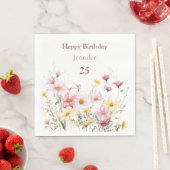 Roze Veldbloemen Gepersonaliseerd Servet (Insitu)