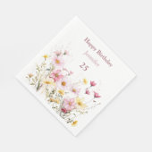 Roze Veldbloemen Gepersonaliseerd Servet (Hoek)