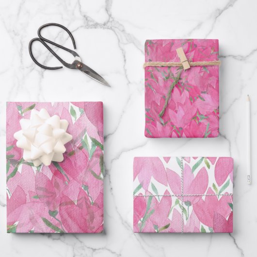 Roze veldploegen, Waterverf, patroon Inpakpapier Vel (Voorkant)